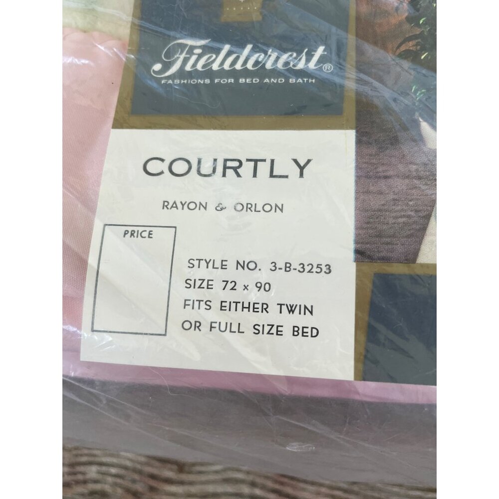 Vintage 1950s FieldCrest Blanket NOS Shabby Roses Vines 72x90" Rayon Blend - Picture 3 of 15